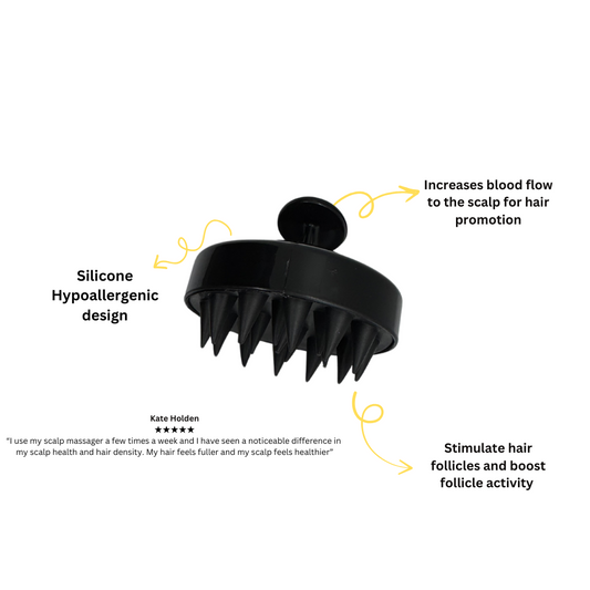 Silicone Scalp Massager Shampoo Brush for Hair Growth, Scalp Care and Head Massage, Shower Hair Scrub Brush Scalp Scrubber/Exfoliator for Dandruff, Super Hygienic and Durable, Black
