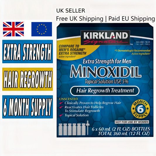 Kirkland Minoxidil 5% UK 6 Month Supply - Extra Strength Hair Regrowth