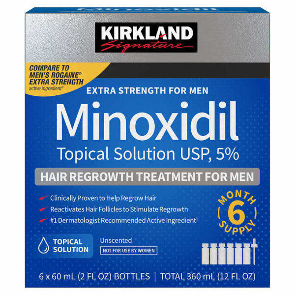 Kirkland Minoxidil 5% UK 6 Month Supply - Extra Strength Hair Regrowth